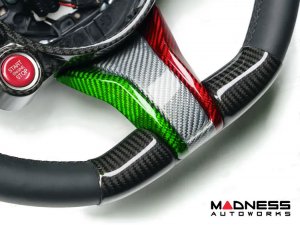 Alfa Romeo Stelvio Steering Wheel Trim - Carbon Fiber - Lower Spoke Trim - QV Model - 2020+ models - Italian Flag Combo Alfa Romeo Stelvio Steering Wheel Trim - Carbon Fiber - Lower Spoke Trim - QV Model - 2020+ models - Italian Flag Combo